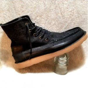 Toms Men's Casual shoes sz 13 Black Herringbone Leather 10009176 high tops